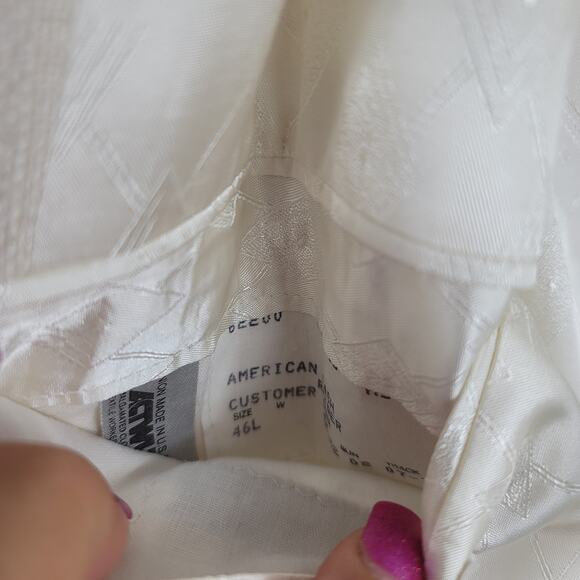 Steve Gordon Double Breasted 100% Pure Silk Cream Men's Suit Coat 46L - Picture 9 of 11